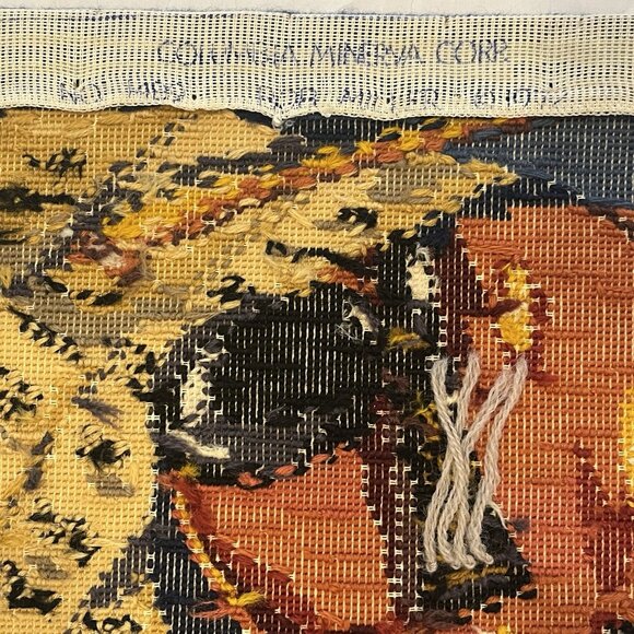 Vtg 1970s Completed Needlepoint Violin Instrument Sheet Music Wall Hanging Decor - Picture 2 of 16